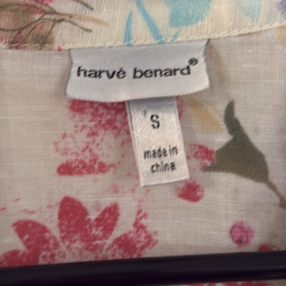 Harvé Bernard Linen Cotton Blend Floral Button Down Top Light Airy Size Small - Picture 4 of 7
